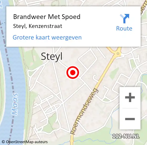 Locatie op kaart van de 112 melding: Brandweer Met Spoed Naar Steyl, Kenzenstraat op 3 januari 2018 05:39