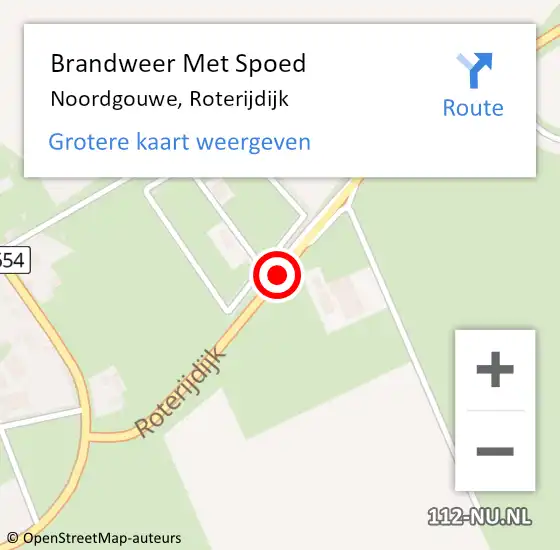 Locatie op kaart van de 112 melding: Brandweer Met Spoed Naar Noordgouwe, Roterijdijk op 3 januari 2018 05:42