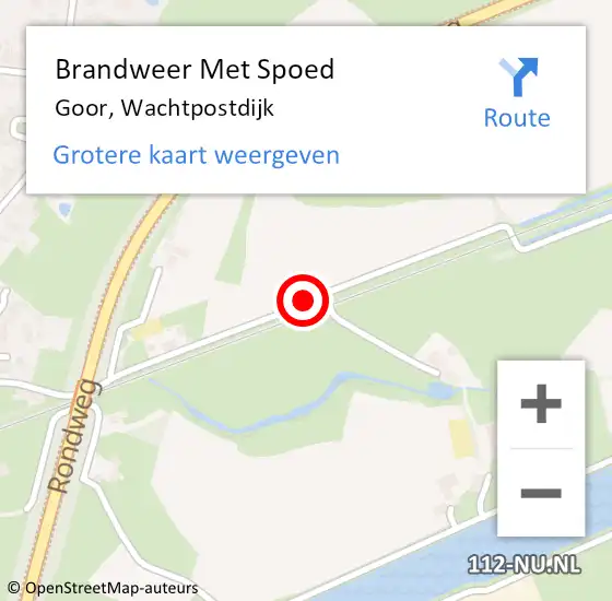 Locatie op kaart van de 112 melding: Brandweer Met Spoed Naar Goor, Wachtpostdijk op 3 januari 2018 05:47