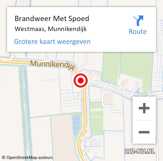 Locatie op kaart van de 112 melding: Brandweer Met Spoed Naar Westmaas, Munnikendijk op 3 januari 2018 05:51