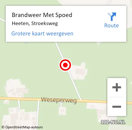 Locatie op kaart van de 112 melding: Brandweer Met Spoed Naar Heeten, Stroeksweg op 3 januari 2018 06:06