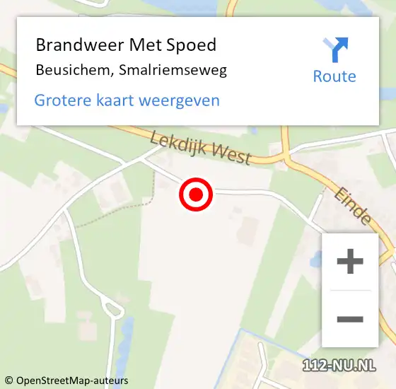 Locatie op kaart van de 112 melding: Brandweer Met Spoed Naar Beusichem, Smalriemseweg op 3 januari 2018 06:15