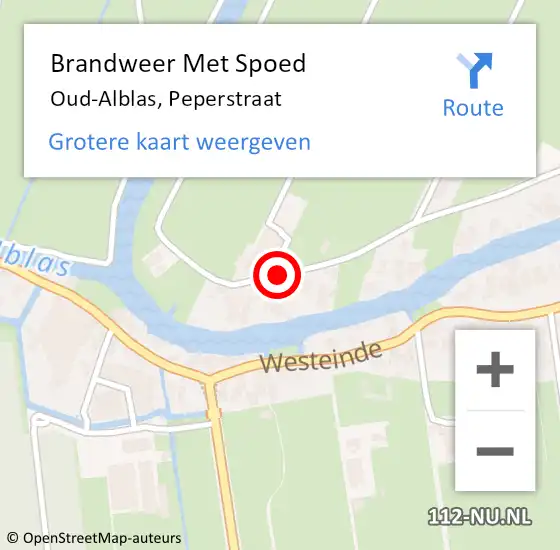 Locatie op kaart van de 112 melding: Brandweer Met Spoed Naar Oud-Alblas, Peperstraat op 3 januari 2018 06:24