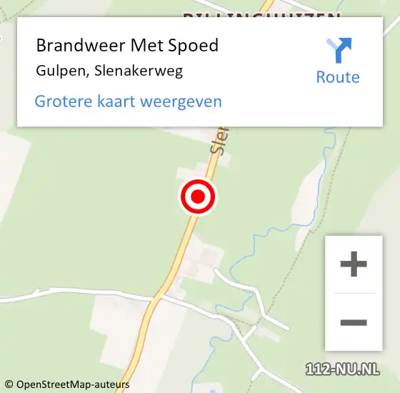 Locatie op kaart van de 112 melding: Brandweer Met Spoed Naar Gulpen, Slenakerweg op 3 januari 2018 06:26