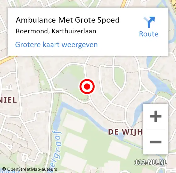 Locatie op kaart van de 112 melding: Ambulance Met Grote Spoed Naar Roermond, Karthuizerlaan op 3 januari 2018 06:56