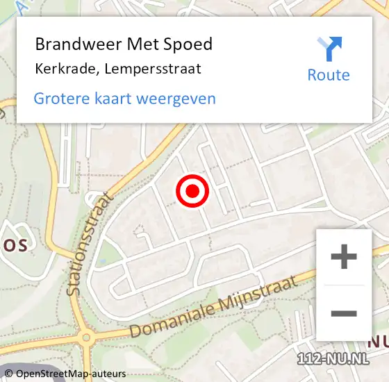 Locatie op kaart van de 112 melding: Brandweer Met Spoed Naar Kerkrade, Lempersstraat op 3 januari 2018 07:03