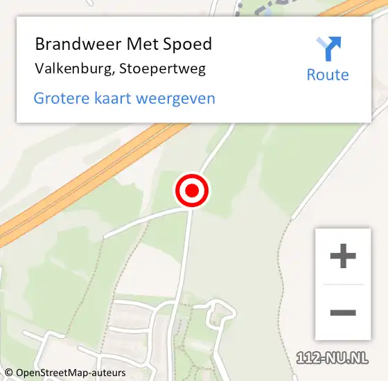 Locatie op kaart van de 112 melding: Brandweer Met Spoed Naar Valkenburg, Stoepertweg op 3 januari 2018 07:10