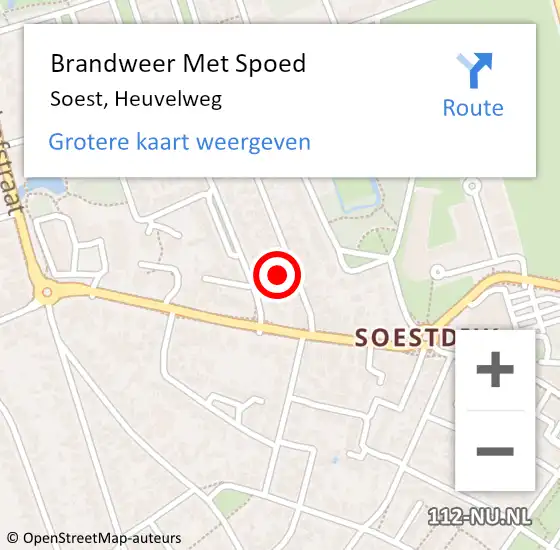 Locatie op kaart van de 112 melding: Brandweer Met Spoed Naar Soest, Heuvelweg op 3 januari 2018 07:18