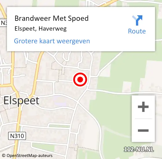 Locatie op kaart van de 112 melding: Brandweer Met Spoed Naar Elspeet, Haverweg op 3 januari 2018 07:22