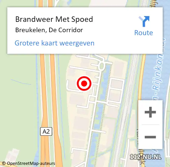 Locatie op kaart van de 112 melding: Brandweer Met Spoed Naar Breukelen, De Corridor op 3 januari 2018 07:36