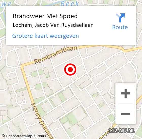 Locatie op kaart van de 112 melding: Brandweer Met Spoed Naar Lochem, Jacob Van Ruysdaellaan op 3 januari 2018 07:59