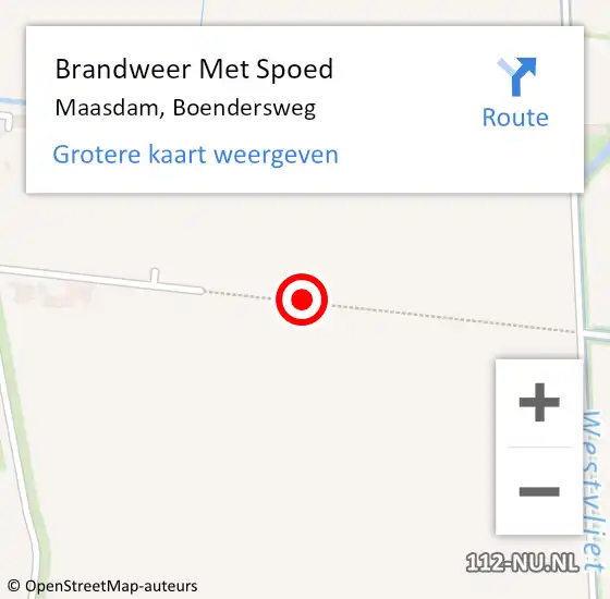 Locatie op kaart van de 112 melding: Brandweer Met Spoed Naar Maasdam, Boendersweg op 3 januari 2018 08:05