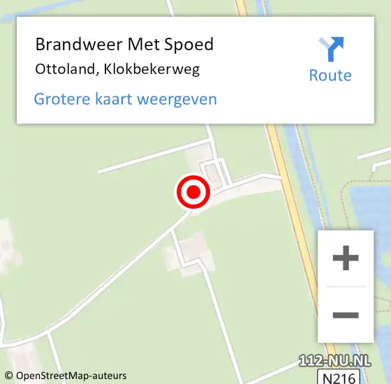 Locatie op kaart van de 112 melding: Brandweer Met Spoed Naar Ottoland, Klokbekerweg op 3 januari 2018 08:21