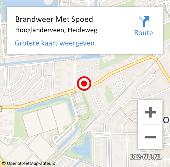 Locatie op kaart van de 112 melding: Brandweer Met Spoed Naar Hooglanderveen, Heideweg op 3 januari 2018 08:32