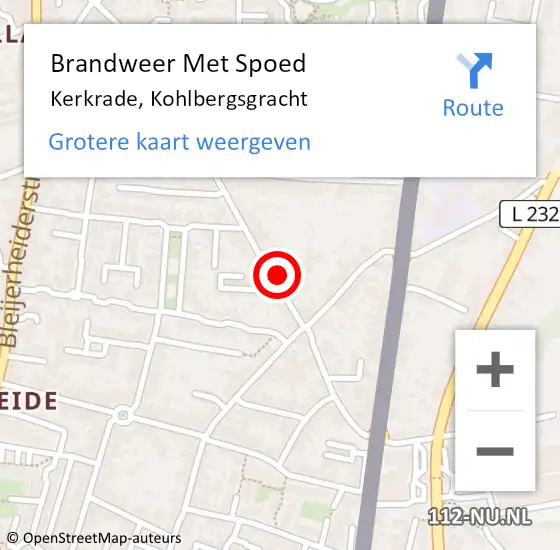 Locatie op kaart van de 112 melding: Brandweer Met Spoed Naar Kerkrade, Kohlbergsgracht op 3 januari 2018 08:34