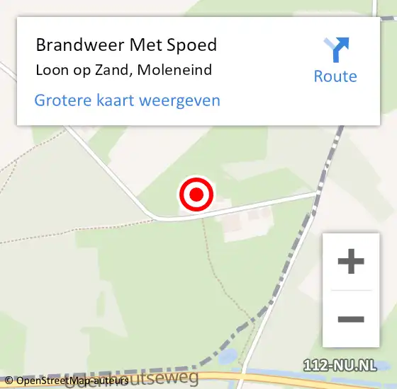 Locatie op kaart van de 112 melding: Brandweer Met Spoed Naar Loon op Zand, Moleneind op 3 januari 2018 08:43