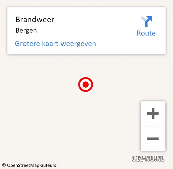 Locatie op kaart van de 112 melding: Brandweer Bergen op 3 januari 2018 09:11