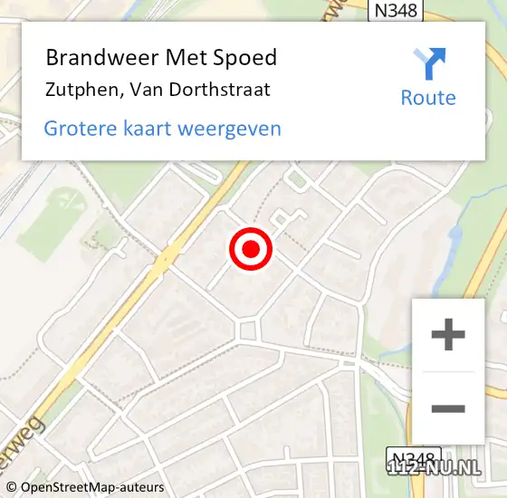 Locatie op kaart van de 112 melding: Brandweer Met Spoed Naar Zutphen, Van Dorthstraat op 3 januari 2018 09:13