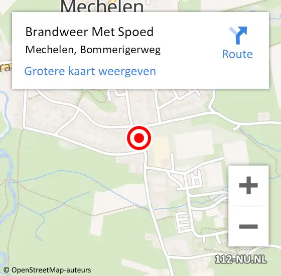 Locatie op kaart van de 112 melding: Brandweer Met Spoed Naar Mechelen, Bommerigerweg op 3 januari 2018 09:29