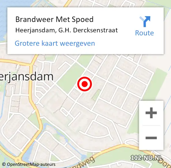 Locatie op kaart van de 112 melding: Brandweer Met Spoed Naar Heerjansdam, G.H. Dercksenstraat op 3 januari 2018 09:35