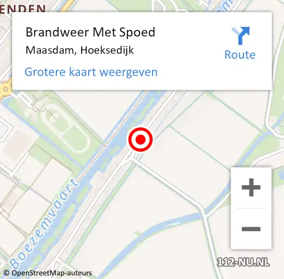 Locatie op kaart van de 112 melding: Brandweer Met Spoed Naar Maasdam, Hoeksedijk op 3 januari 2018 09:36