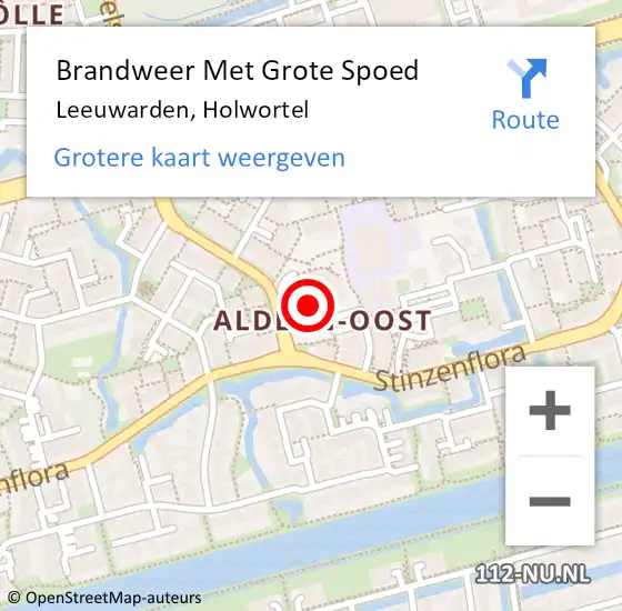 Locatie op kaart van de 112 melding: Brandweer Met Grote Spoed Naar Leeuwarden, Holwortel op 3 januari 2018 09:37