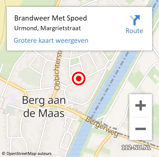 Locatie op kaart van de 112 melding: Brandweer Met Spoed Naar Urmond, Margrietstraat op 3 januari 2018 09:38