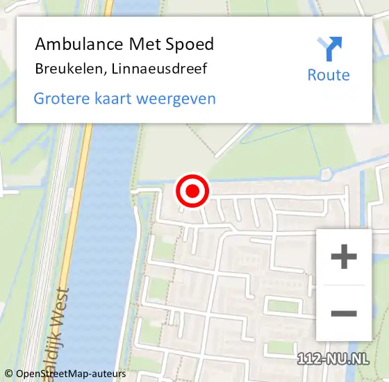 Locatie op kaart van de 112 melding: Ambulance Met Spoed Naar Breukelen, Linnaeusdreef op 3 januari 2018 09:40