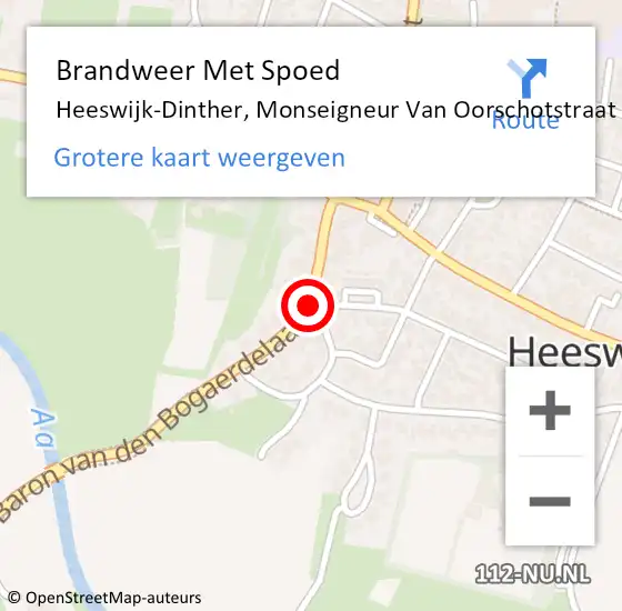 Locatie op kaart van de 112 melding: Brandweer Met Spoed Naar Heeswijk-Dinther, Monseigneur Van Oorschotstraat op 3 januari 2018 09:49