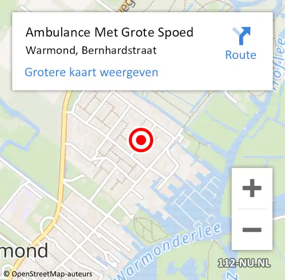 Locatie op kaart van de 112 melding: Ambulance Met Grote Spoed Naar Warmond, Bernhardstraat op 3 januari 2018 10:14