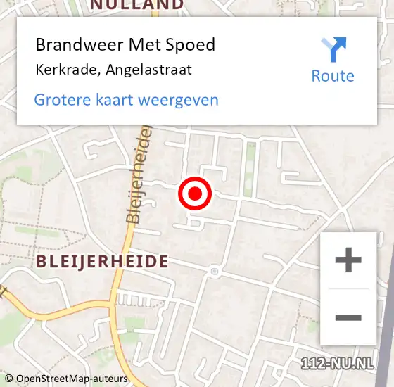 Locatie op kaart van de 112 melding: Brandweer Met Spoed Naar Kerkrade, Angelastraat op 3 januari 2018 10:24