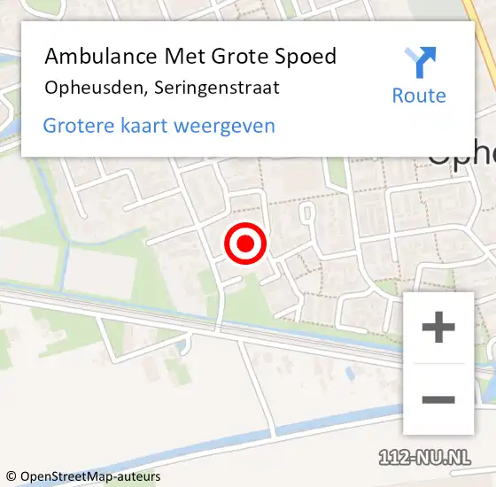 Locatie op kaart van de 112 melding: Ambulance Met Grote Spoed Naar Opheusden, Seringenstraat op 3 januari 2018 10:28