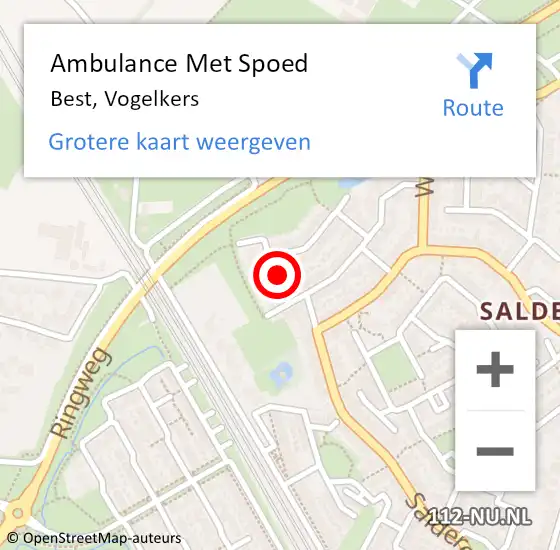 Locatie op kaart van de 112 melding: Ambulance Met Spoed Naar Best, Vogelkers op 3 januari 2018 10:52