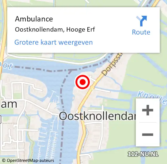 Locatie op kaart van de 112 melding: Ambulance Oostknollendam, Hooge Erf op 3 januari 2018 10:52