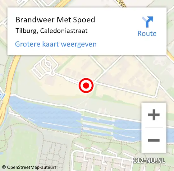 Locatie op kaart van de 112 melding: Brandweer Met Spoed Naar Tilburg, Caledoniastraat op 3 januari 2018 11:05