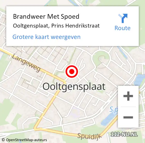 Locatie op kaart van de 112 melding: Brandweer Met Spoed Naar Ooltgensplaat, Prins Hendrikstraat op 3 januari 2018 11:06