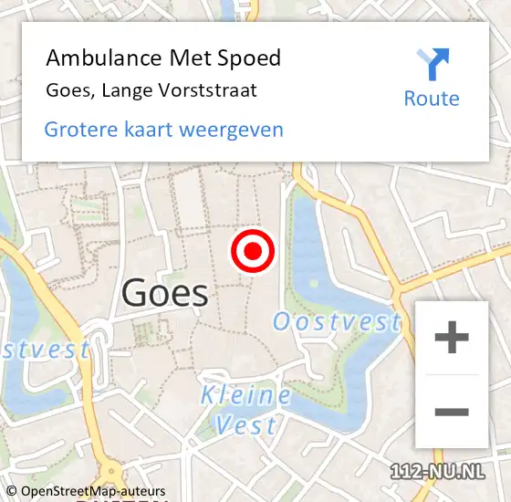 Locatie op kaart van de 112 melding: Ambulance Met Spoed Naar Goes, Lange Vorststraat op 3 januari 2018 11:08