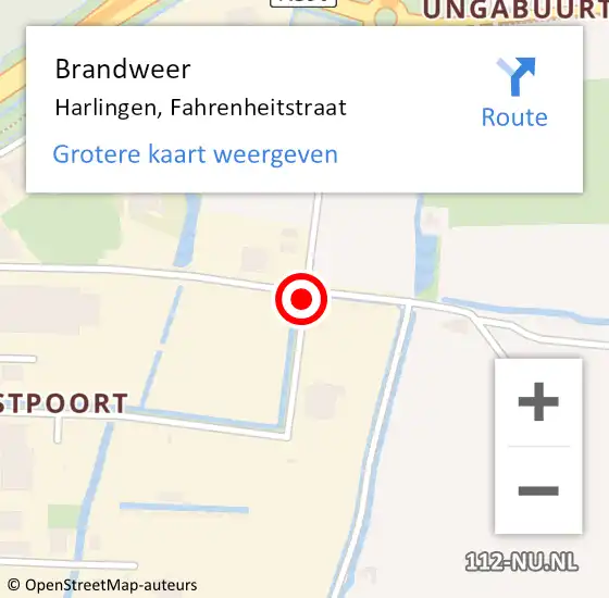 Locatie op kaart van de 112 melding: Brandweer Harlingen, Fahrenheitstraat op 12 februari 2014 01:55