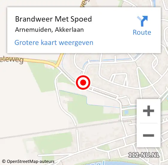 Locatie op kaart van de 112 melding: Brandweer Met Spoed Naar Arnemuiden, Akkerlaan op 3 januari 2018 11:38
