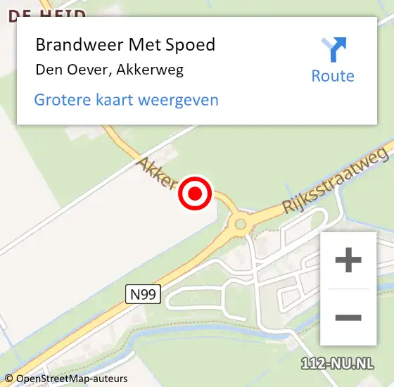 Locatie op kaart van de 112 melding: Brandweer Met Spoed Naar Den Oever, Akkerweg op 3 januari 2018 11:42