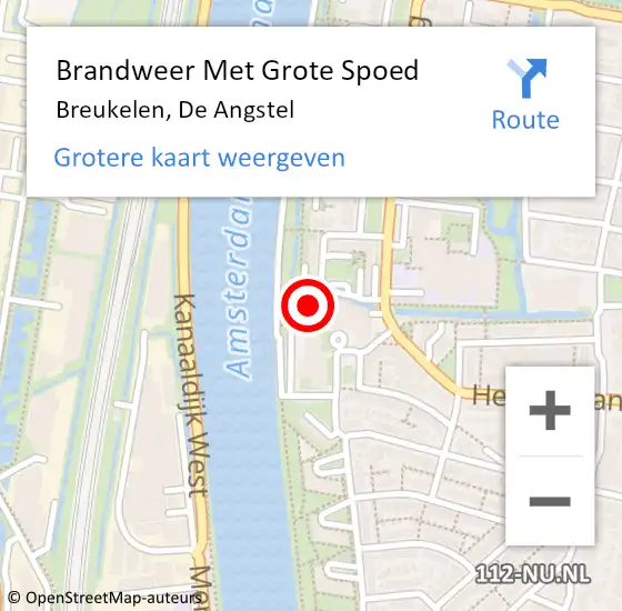 Locatie op kaart van de 112 melding: Brandweer Met Grote Spoed Naar Breukelen, De Angstel op 3 januari 2018 11:44