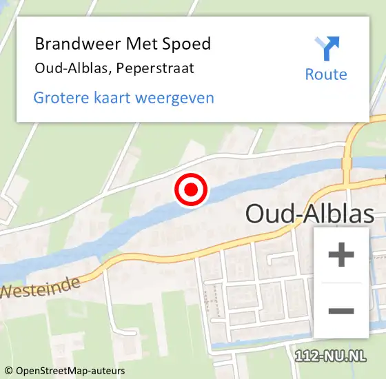 Locatie op kaart van de 112 melding: Brandweer Met Spoed Naar Oud-Alblas, Peperstraat op 3 januari 2018 11:46