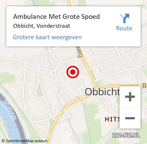 Locatie op kaart van de 112 melding: Ambulance Met Grote Spoed Naar Obbicht, Vonderstraat op 12 februari 2014 02:06