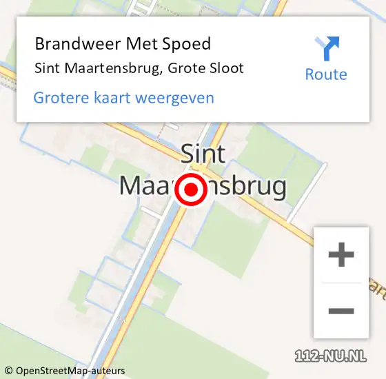 Locatie op kaart van de 112 melding: Brandweer Met Spoed Naar Sint Maartensbrug, Grote Sloot op 3 januari 2018 11:52