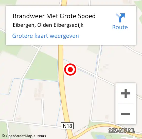 Locatie op kaart van de 112 melding: Brandweer Met Grote Spoed Naar Eibergen, Olden Eibergsedijk op 3 januari 2018 12:00