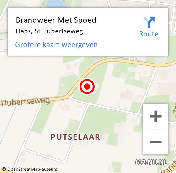 Locatie op kaart van de 112 melding: Brandweer Met Spoed Naar Haps, St Hubertseweg op 3 januari 2018 12:10