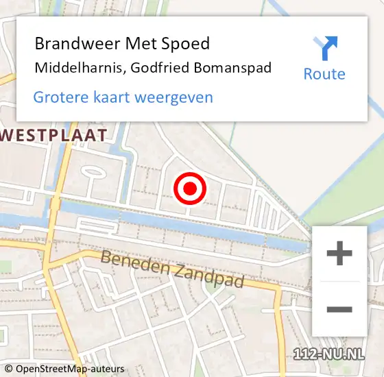 Locatie op kaart van de 112 melding: Brandweer Met Spoed Naar Middelharnis, Godfried Bomanspad op 3 januari 2018 12:11