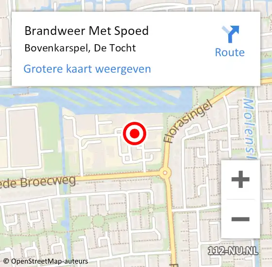 Locatie op kaart van de 112 melding: Brandweer Met Spoed Naar Bovenkarspel, De Tocht op 3 januari 2018 12:14