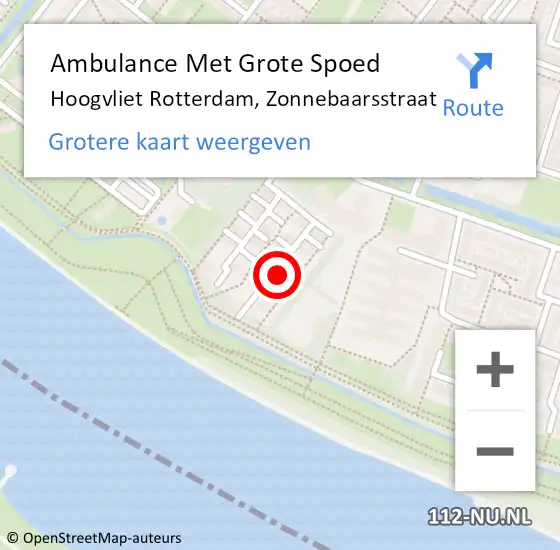 Locatie op kaart van de 112 melding: Ambulance Met Grote Spoed Naar Hoogvliet, Zonnebaarsstraat op 3 januari 2018 12:22