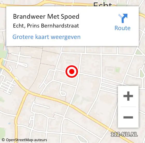 Locatie op kaart van de 112 melding: Brandweer Met Spoed Naar Echt, Prins Bernhardstraat op 3 januari 2018 12:34